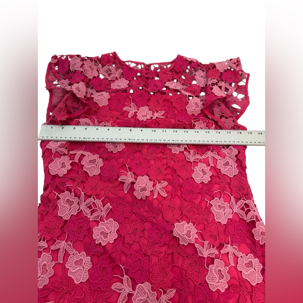 Shoshanna Rachel Floral Lace Midi Dress Magenta Rose 12 - Picture 11 of 14